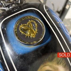 ❌SOLD❌Custom Motorcycle Gas cap with Gold Playboy Design